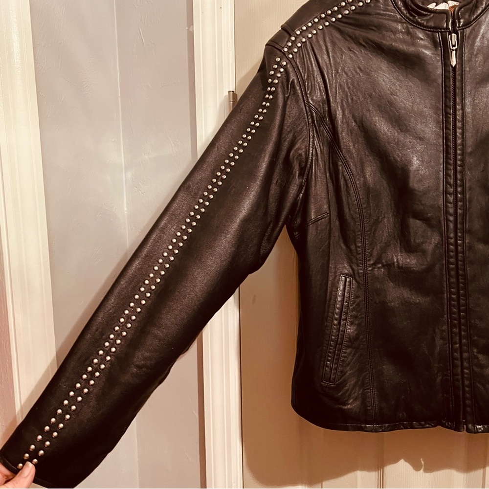 Harley Davidson Women’s Black Leather Riding Jacket - Picture 5 of 12